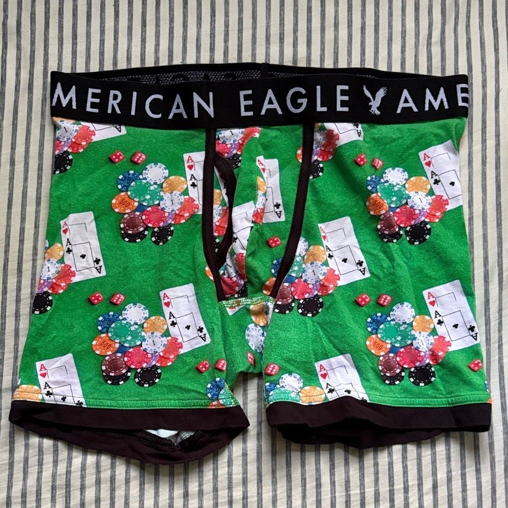 American Eagle Outfitters Green Poker Theme Boxer Briefs